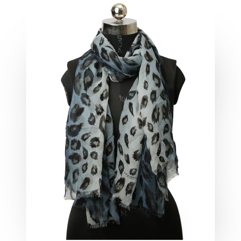 Burberry Clue Animal Print Silk Chiffon Scarf